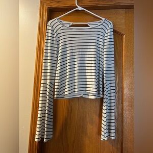 Hollister Black and White Striped Long Sleeve Tee